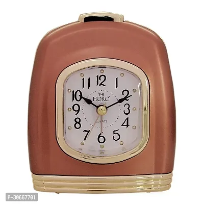 Horo Imported 4.9 Inch Dial Dia Alarm Table Clock Number Dial Mineral Glass Silent Movement Noiseless Copper Gold Plastic Case Back Led Light Alarm On Off Switch Dia 12.5X9X4.5 Cms