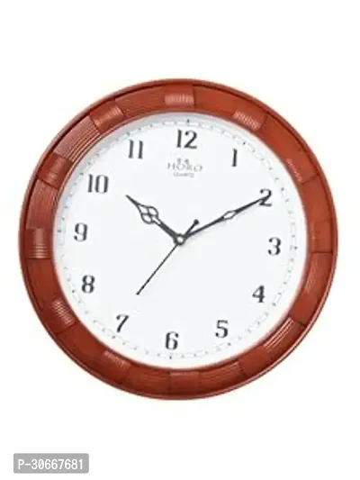 Horo 11 Inch Simple Wall Clock Number Dial Mineral Glass 28X28X5Cm Step Movement Brown Color Plastic Case-thumb0