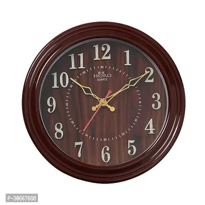 Horo 11 Inch Designing Wall Clock Number Dial Mineral Glass 28X28X5Cm Step Movement Brown Color Plastic Case-thumb0