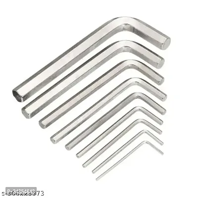 9 Pcs Chrome Colured Allen Keyhex Key-thumb0