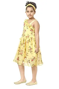 ULTRA TREND Girl's Yellow Cotton One-Shoulder Midi/Knee Length Sleeveless Frock for Party(Festive) Ethinic Wear 5-6 Years-thumb1