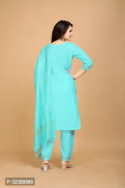 Elegant Cotton Embroidered Kurta with Pant And Dupatta Set For Women-thumb2