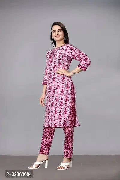 Elegant Cotton Printed Kurta with Pant Set For Women-thumb0