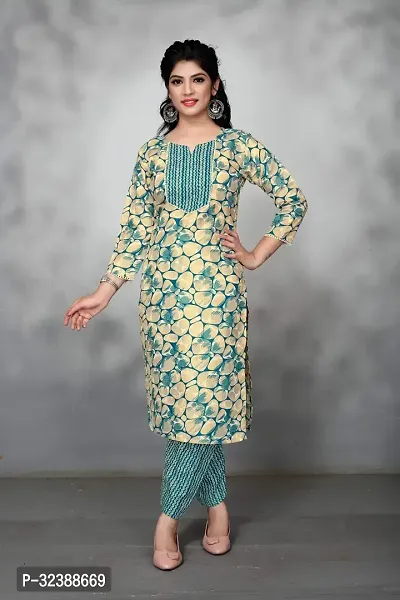 Elegant Cotton Printed Kurta with Pant Set For Women-thumb0