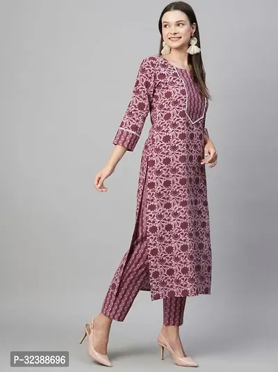 Elegant Cotton Printed Kurta with Pant Set For Women