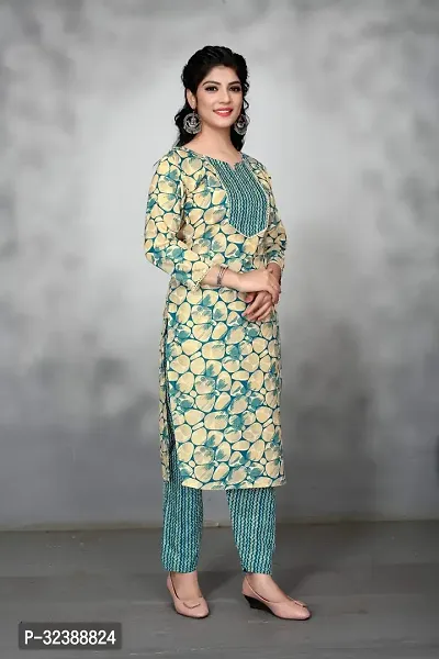 Elegant Cotton Printed Kurta with Pant Set For Women-thumb0