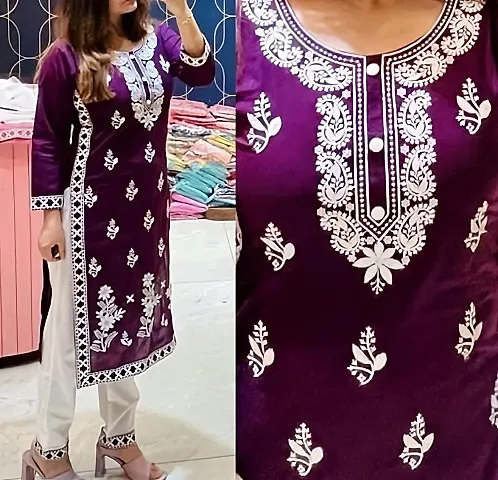 Stylish Rayon Embroidered Kurta For Women