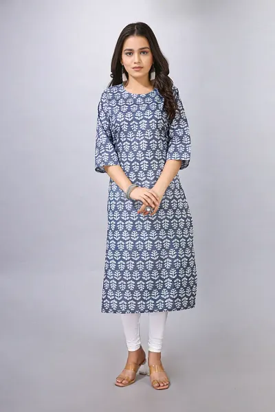 Fancy Cotton Straight Printed Kurtis