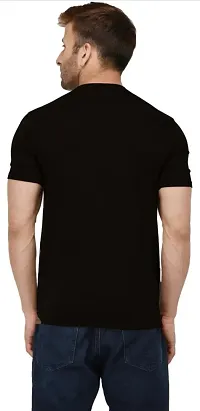 Stylish Black Cotton Blend T-shirts For Men-thumb1