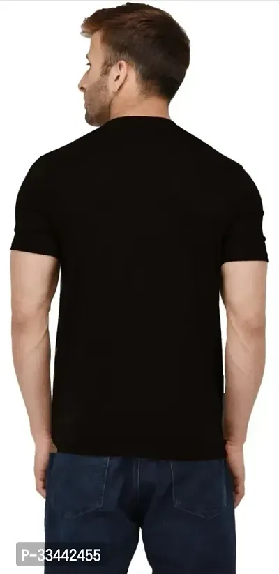 Stylish Black Cotton Blend T-shirts For Men-thumb2