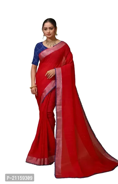 Fancy Silk Blend Saree with Blouse Piece for Women