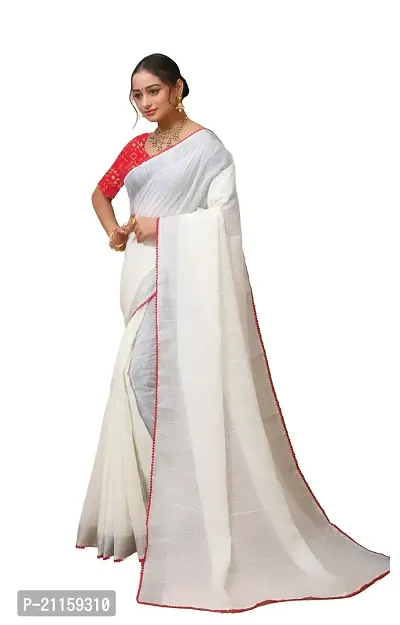 Fancy Silk Blend Saree with Blouse Piece for Women-thumb0