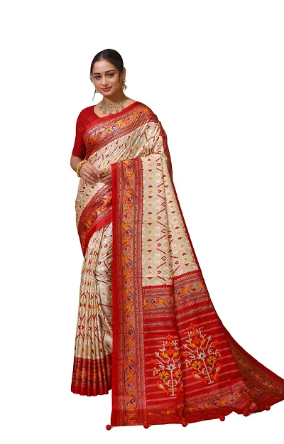 Glamorous Silk Blend Saree with Blouse piece 