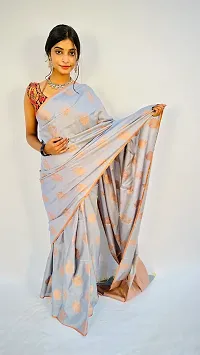 Beautiful Art Silk Woven Design Saree with Blouse Piece-thumb1