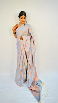 Beautiful Art Silk Woven Design Saree with Blouse Piece-thumb2