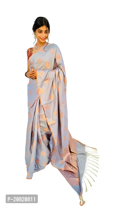Beautiful Art Silk Woven Design Saree with Blouse Piece-thumb0