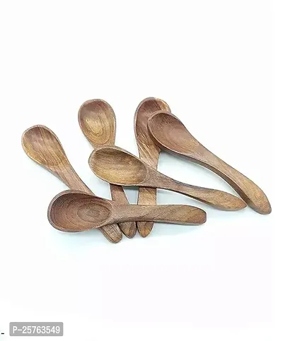 Stylish Wooden Handcrafted Small Tea Spoons Set Of 6-thumb0