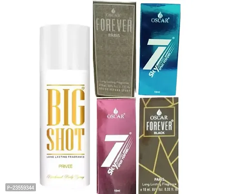 1 OSCAR PRIVEE BIG SHOT DEO 150ML + 1 OSCAR FOREVER  GREY PERFUME 10ML + 1 7SKY PINK PERFUME 10ML + 1 OSCAR 7SKY BLUE PERFUME 10ML + 1 OSCAR FOREVER BLACK PERFUME 10ML-thumb0