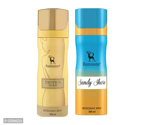 1 RAMSONS EXOTICA GOLD DEODORANT (200ML) + 1 RAMSONS SANDY SHORE DEODORANT (200ML)-thumb0