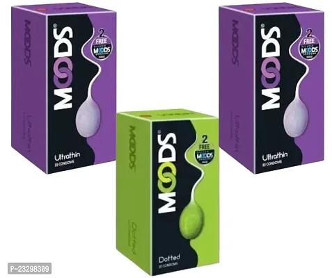 2 MOODS ULTRATHIN CONDOMS (20PCS) + 1 MOODS DOTTED CONDOMS (20PCS)-thumb0