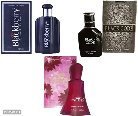 1 BLACK BERRY APPAREL PERFUME (30ML) + 1 BLACK CODE PERFUME (30ML) + 1 PINKBERRY APPAREL PERFUME (30ML)-thumb0