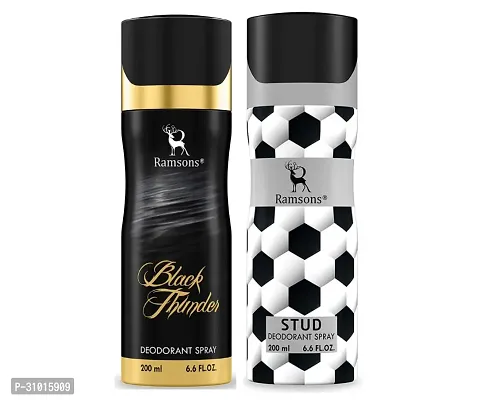 1 RAMSONS BLACK THUNDER DEODORANT 200ML + 1 RAMSONS STUD DEODORANT 200ML