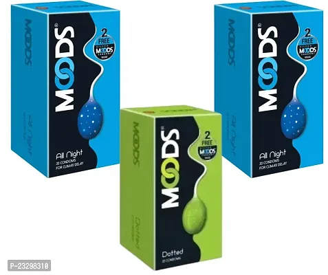 2 MOODS ALL NIGHT CONDOMS (20PCS) + 1 MOODS DOTTED CONDOMS (20PCS)-thumb0