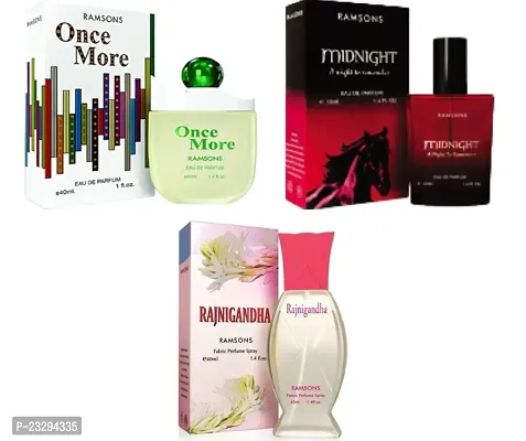 1 RAMSONS RAJNIGANDHA PERFUME (40ML) +1 RAMSONS ONCE MORE PERFUME (40ML) + 1 RAMSONS MIDNIGHT PERFUME (40ML)