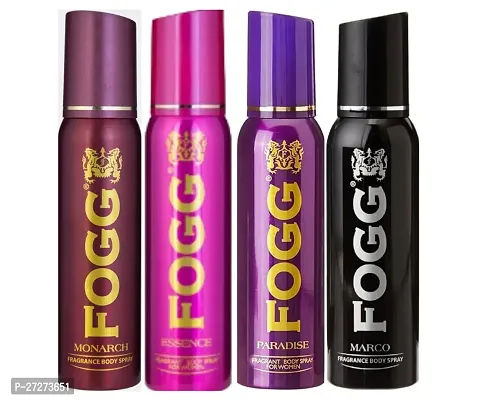 1 FOGG MONARCH BODY SPRAY DEO 120ML + 1 FOGG PARADISE BODY SPRAY DEO 120ML + 1 FOGG MARCO BODY SPRAY DEO 120ML + 1 FOGG ESSENSE BODY SPRAY DEO 120ML