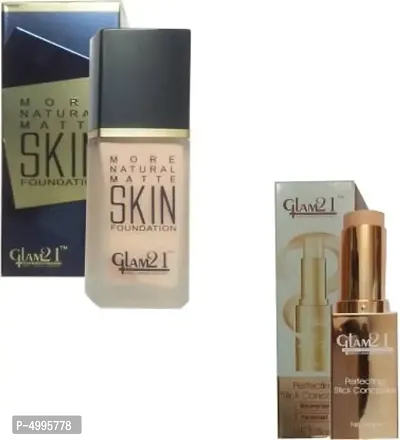 1 GLAM 21 MORE NATURAL MATTE SKIN FOUNDATION ( 40 GM) + 1 GLAM21 PERFACTING WATERPROOF PERSISTANT STICK CONCEALER 8 GM-thumb0