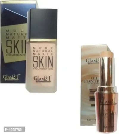 1 GLAM21 MORE NATURAL MATTE SKIN FOUNDATION ( 40 GM) + 1 GLAM21 OIL CONTROL WATERPROOF PERSISTANT CONCEALER ( 8 GM)