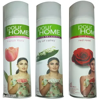 1 POUR HOME RED ROSE ROOM FRESHENER 270 ML+1 POUR HOME FRENCH FLORA ROOM FRESHENER 270 ML+1 POUR HOME LILY OF VALLEY ROOM FRESHENER 270 ML