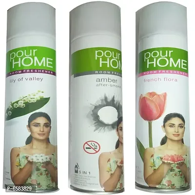 1 POUR HOME AMBER AFTER SMOKE ROOM FRESHENER 270 ML+1 POUR HOME LILY OF VALLEY ROOM FRESHENER 270 ML+1 POUR HOME FRENCH FLORA ROOM FRESHENER 270 ML-thumb0