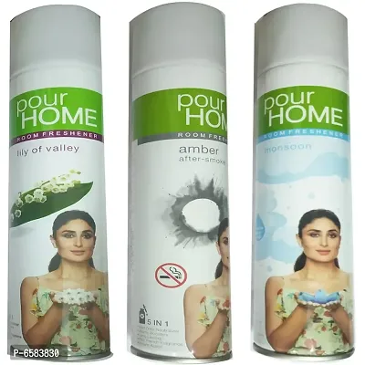 1 POUR HOME AMBER AFTER SMOKE ROOM FRESHENER 270 ML+1 POUR HOME LILY OF VALLEY ROOM FRESHENER 270 ML+1 POUR HOME MONSOON ROOM FRESHENER 270 ML-thumb0