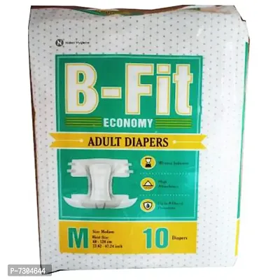 1 B-FIT ECONOMY MEDIUM SIXE HIGH ABSORBENCY ADULT DIAPERES FOR WAIST SIZE 23-47 INCH (PACK OF 10 DIAPERS)-thumb0