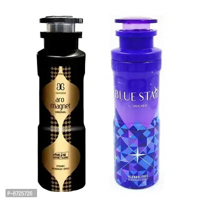 1 AROCHEM ARO MAGNET ALCOHOL FREE DEODORANT 200 ML+1 AROCHEM BLUE STAR ALCOHOL FREE DEODORANT 200 ML-thumb0