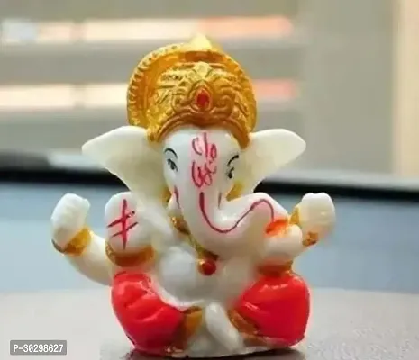 Small Orange Pagdi Ganesh Sculpture With Dynamic Colour For Puja Room Or Home Decoration-thumb0