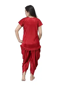 Stylish Maroon Satin Dhoti Style Night Set For Women-thumb4