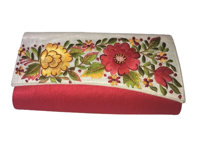 Stylish Silk Embroidered Clutches For Women