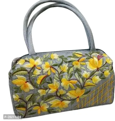 Trendy Silk Embroidered and Floral Handbags For Women