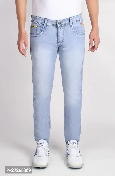 Stylish Blue Denim Mid Rise Jeans For Men-thumb0