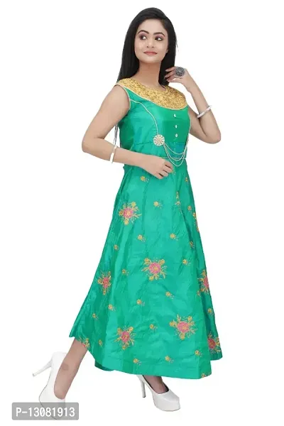 Classic Cotton Blend Embroidered Dress for Women-thumb2