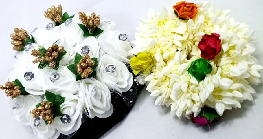 Beautiful Artificial Paper Flower Gajra Juda Hair Buns