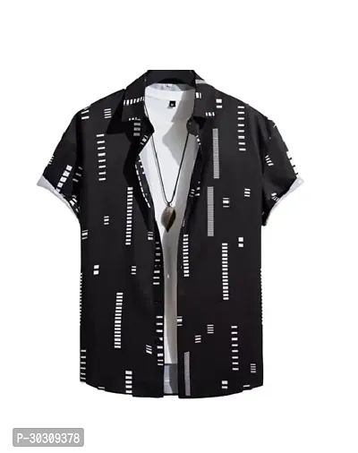 Reliable Black Cotton Printed Casual Shirt For Men-thumb0