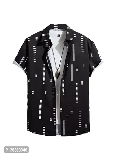 Reliable Black Cotton Printed Casual Shirt For Men-thumb0