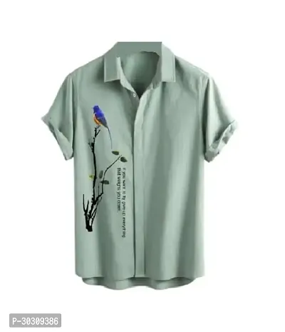 Reliable Green Cotton Printed Casual Shirt For Men-thumb0