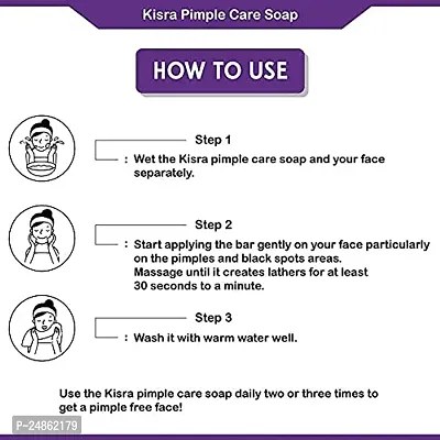 Kisra Pimple Care Soap for Acne, Pimple, Sun Tan, Blemishes, Fine Lines, Darkspots | Men  Women | All Skin Types - 75gm (Pack of 3)-thumb3