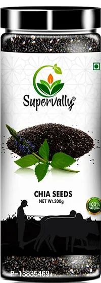 Supervally Raw Chia Seeds for weight loss with Omega 3, Zinc  Fiber, Calcium Rich Chia Seeds (200 Gram)-thumb0