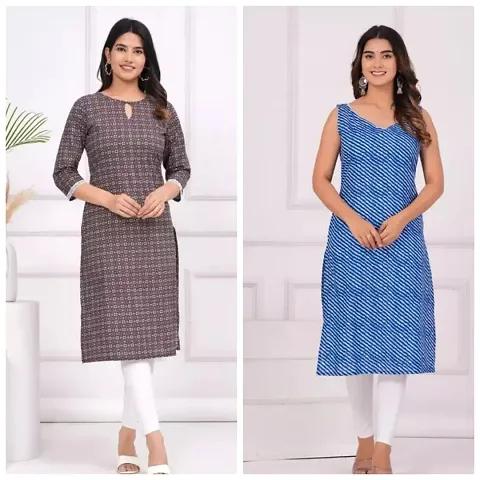 Stylish Stitched Kurti For Women, Pack Of 2