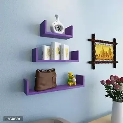 Wooden u shape wall floating wall mounted rack shelf for living room wall shelf and Attractive wall shelf-thumb0